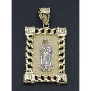 Real Solid 10K Yellow Gold Shiny Virgin Mary Lady Guadalupe Pendant 6.3gr